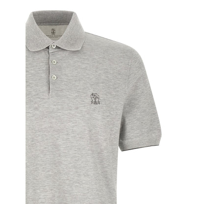 Brunello Cucinelli Gray Cotton Polo Shirt