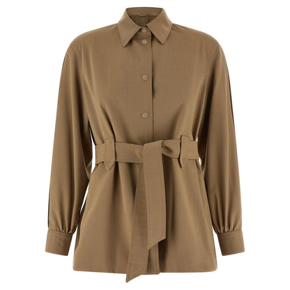 Max Mara Beige Virgin Wool Blouse