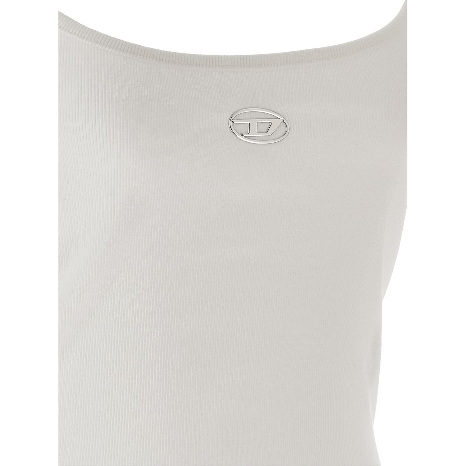 Diesel White Cotton Tank Tops
