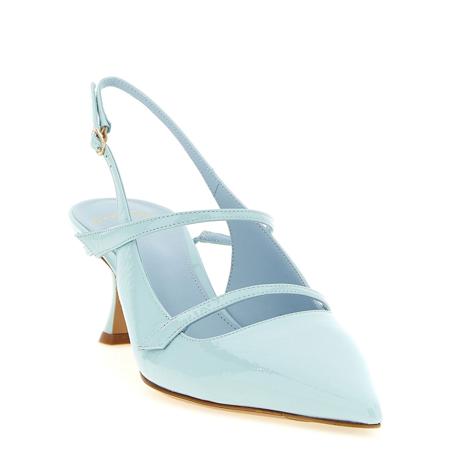 Alexandre Birman Blue Cowhide Mid Heel Pumps
