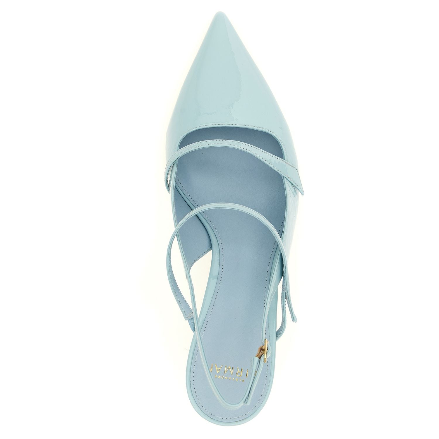 Alexandre Birman Blue Cowhide Mid Heel Pumps