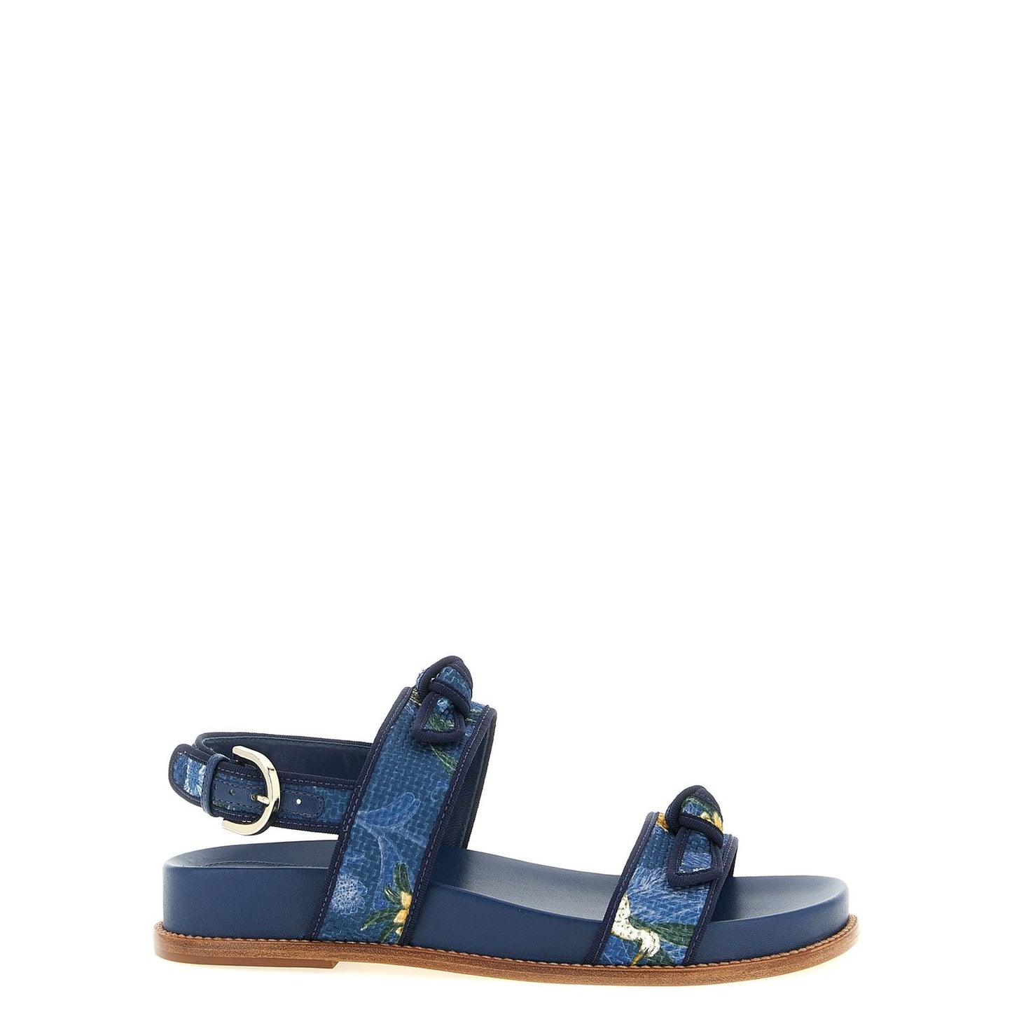 Alexandre Birman Blue Cowhide Flat Sandals