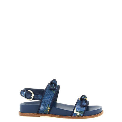 Alexandre Birman Blue Cowhide Flat Sandals
