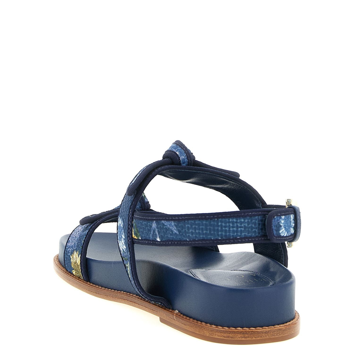 Alexandre Birman Blue Cowhide Flat Sandals