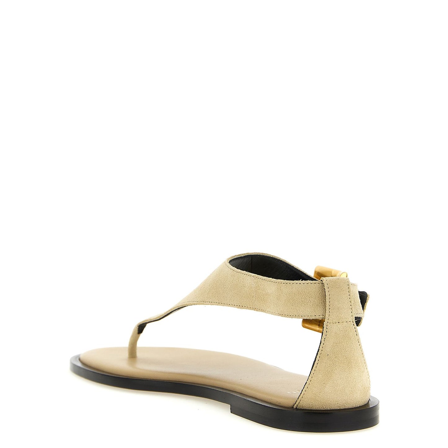 Balmain Beige Calfskin Flat Sandals