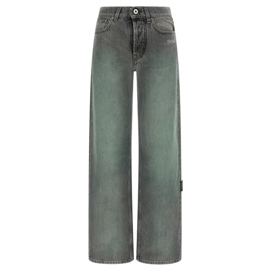 Off-White Gray Cotton Jeans Denim