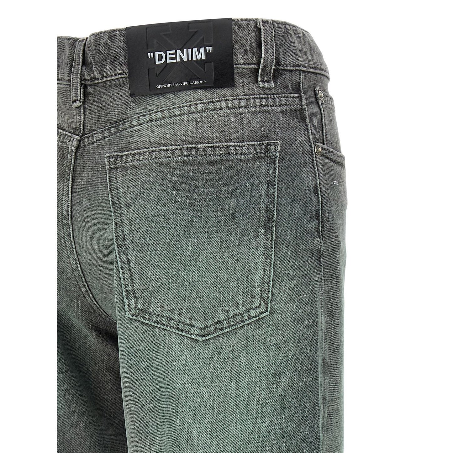 Off-White Gray Cotton Jeans Denim