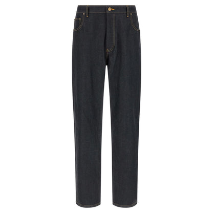 Thom Browne Blue Cotton High-Waisted Jean