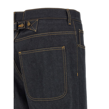 Thom Browne Blue Cotton High-Waisted Jean