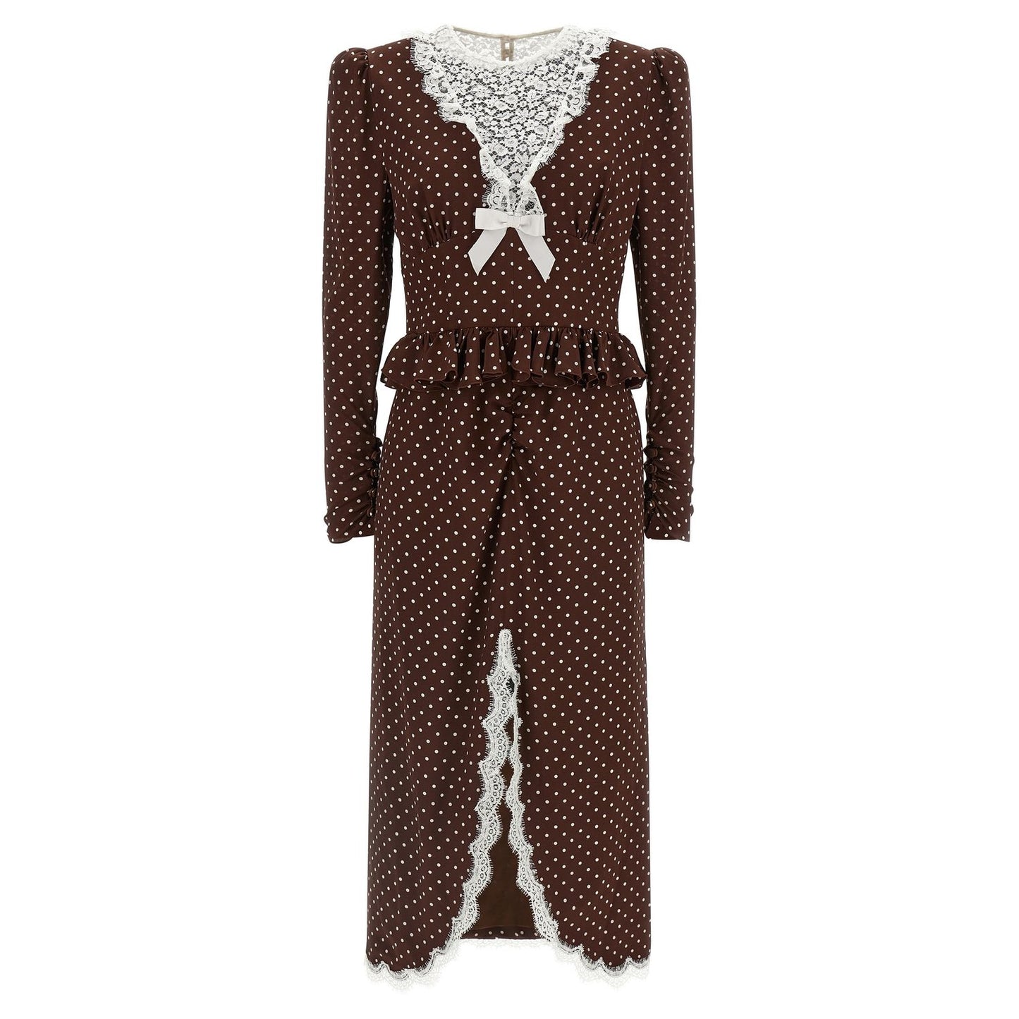 Alessandra Rich Brown Silk Midi Dress