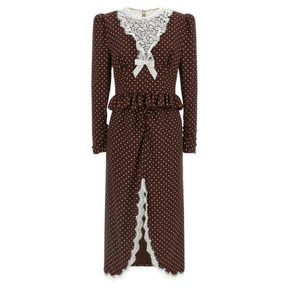 Alessandra Rich Brown Silk Midi Dress