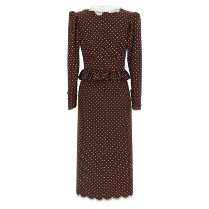 Alessandra Rich Brown Silk Midi Dress