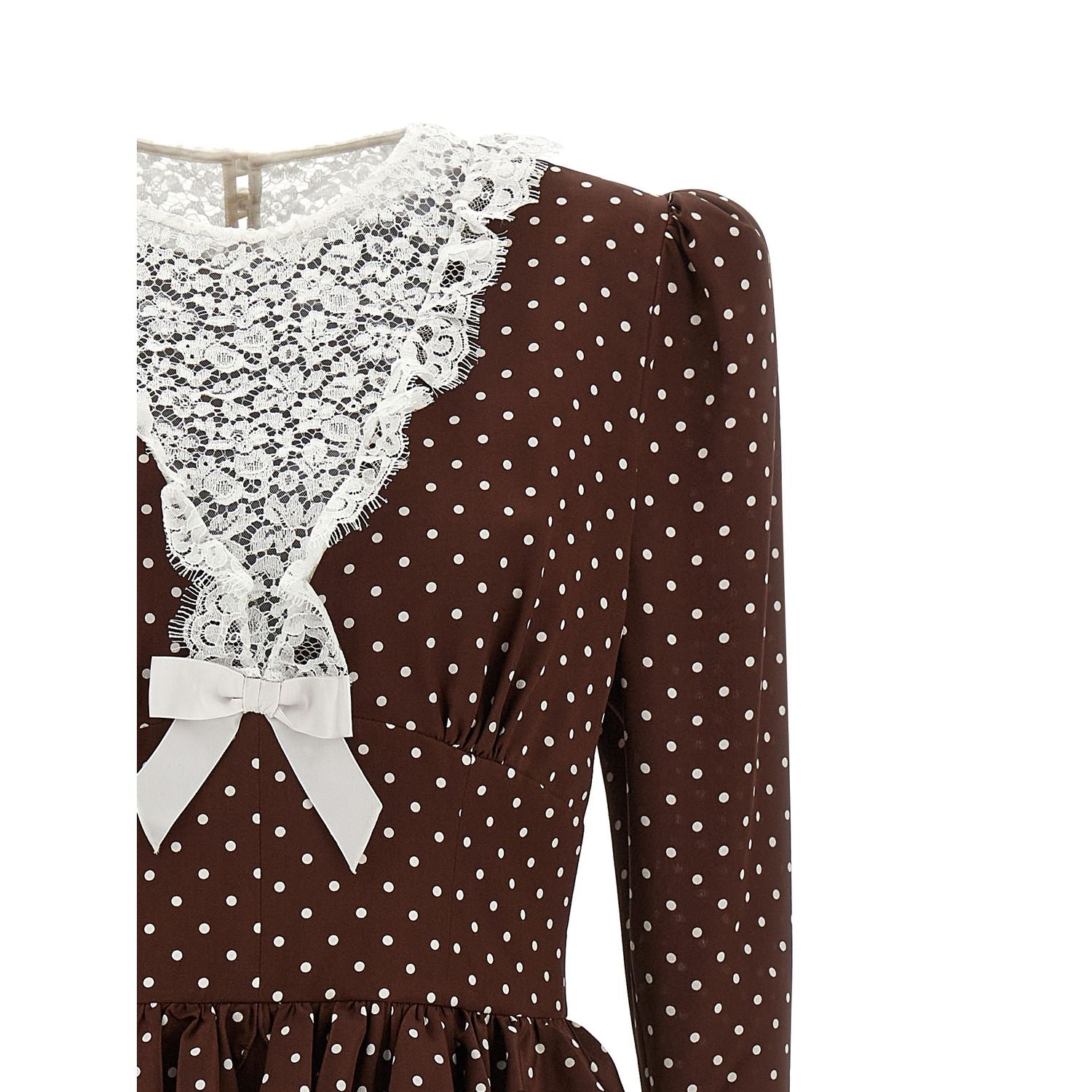 Alessandra Rich Brown Silk Midi Dress