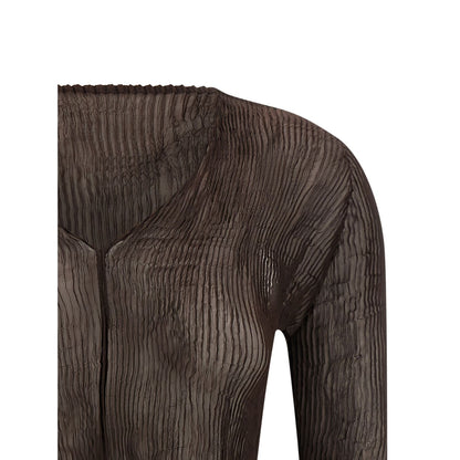 Issey Miyake Brown Polyester Blouse