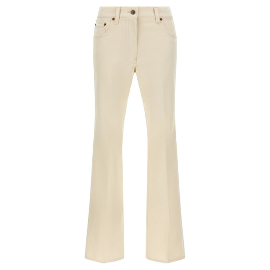 Valentino Garavani Beige Cotton Flared Jeans