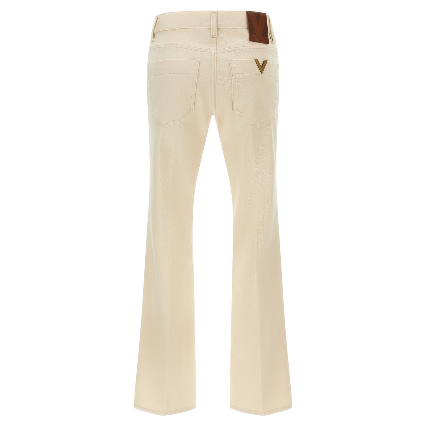 Valentino Garavani Beige Cotton Flared Jeans