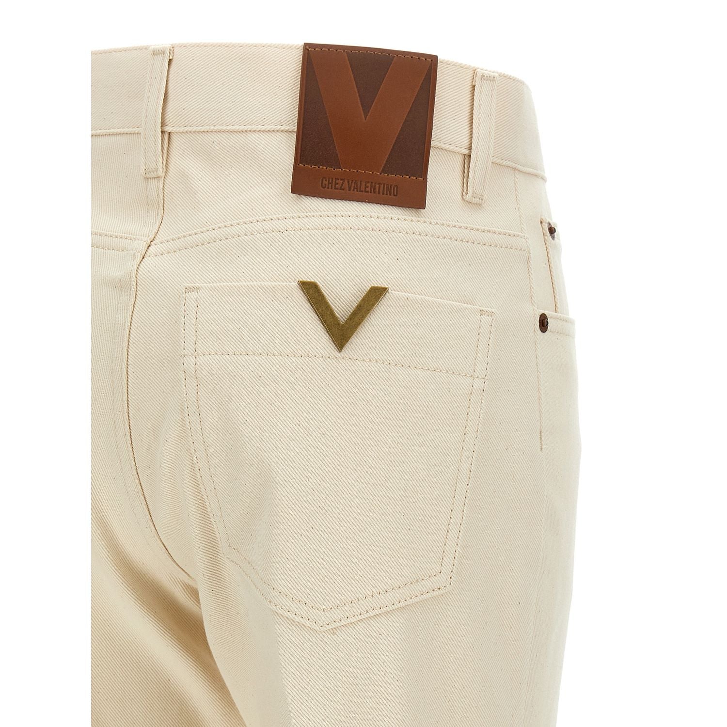 Valentino Garavani Beige Cotton Flared Jeans