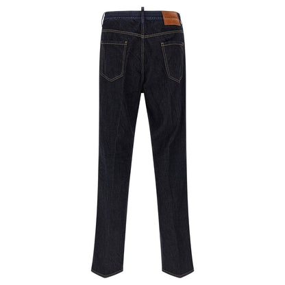 Dsquared² Blue Cotton Straight-Leg Jeans