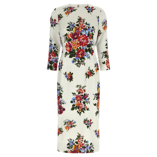 Dolce & Gabbana White Viscose Midi Dress