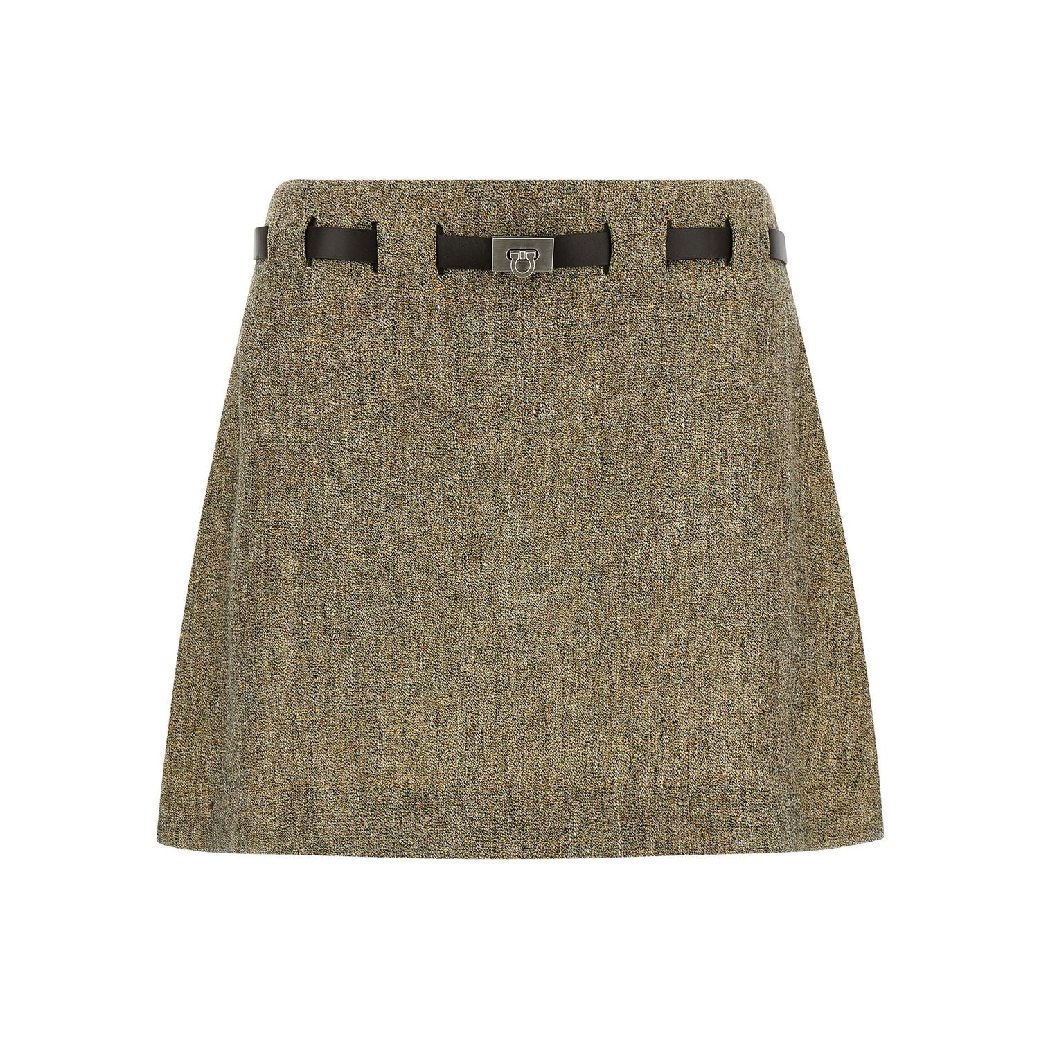 Ferragamo Multicolor Linen Long Skirt