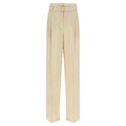Max Mara Beige Linen Casual Pants