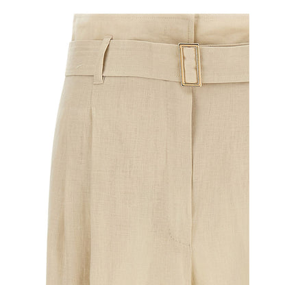 Max Mara Beige Linen Casual Pants