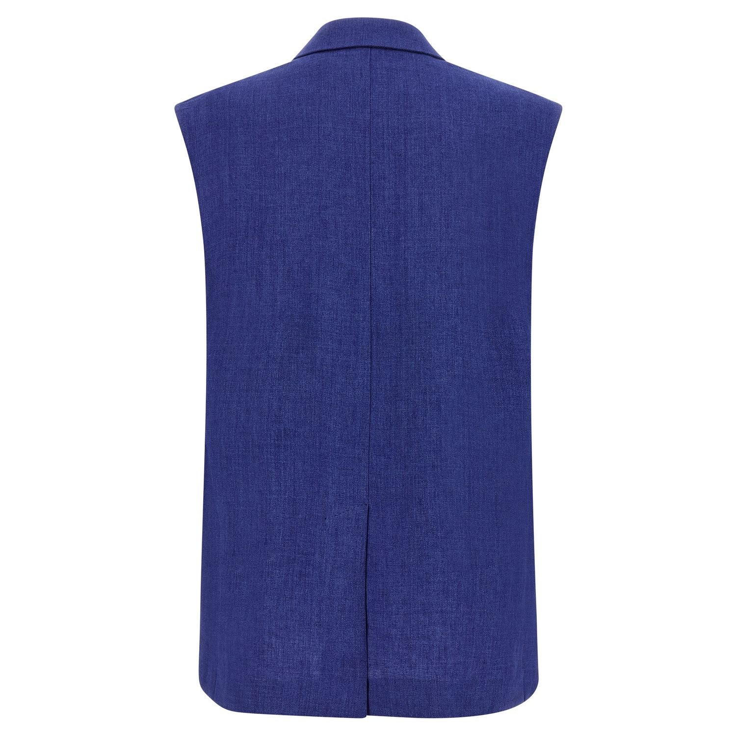 Max Mara Blue Linen Sleeveless Jacket