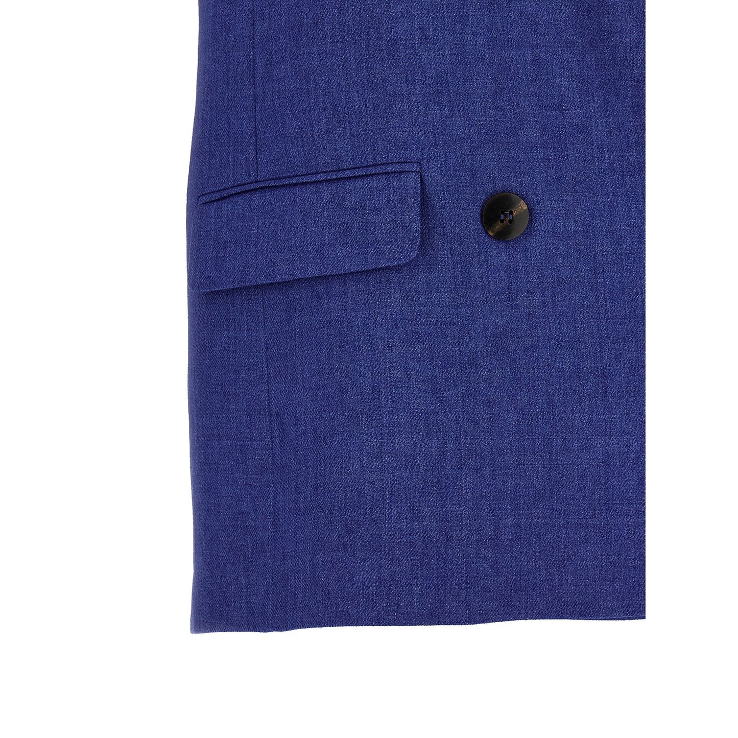 Max Mara Blue Linen Sleeveless Jacket