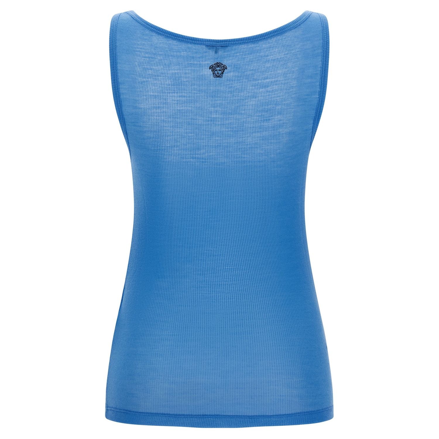 Versace Blue Virgin Wool Tank Tops