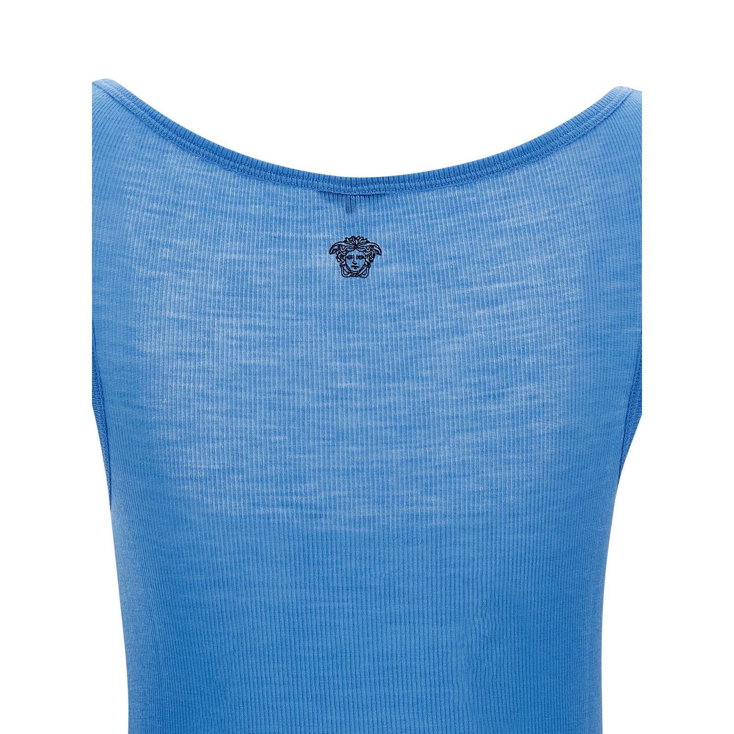Versace Blue Virgin Wool Tank Tops