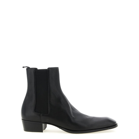 Saint Laurent Black Calfskin Chelsea Boots