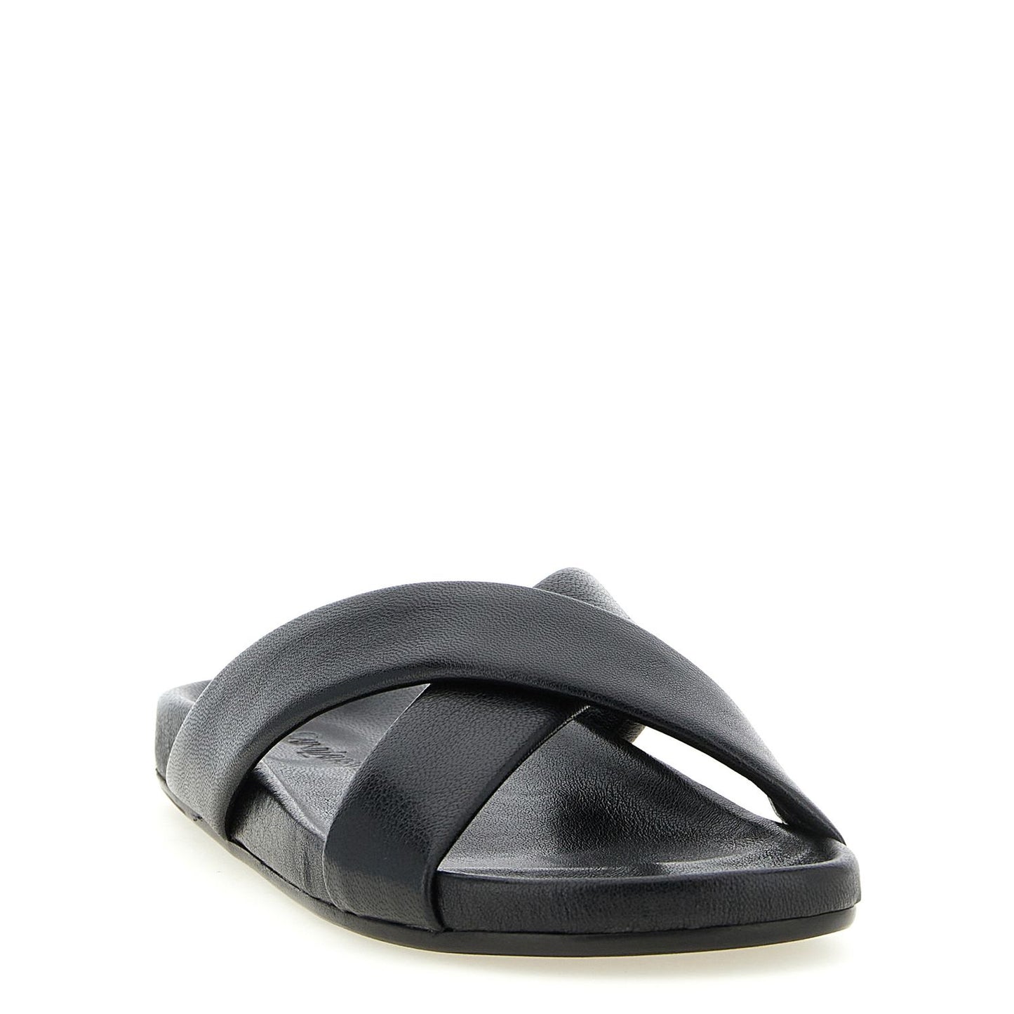 Saint Laurent Black Lamb Leather Slides