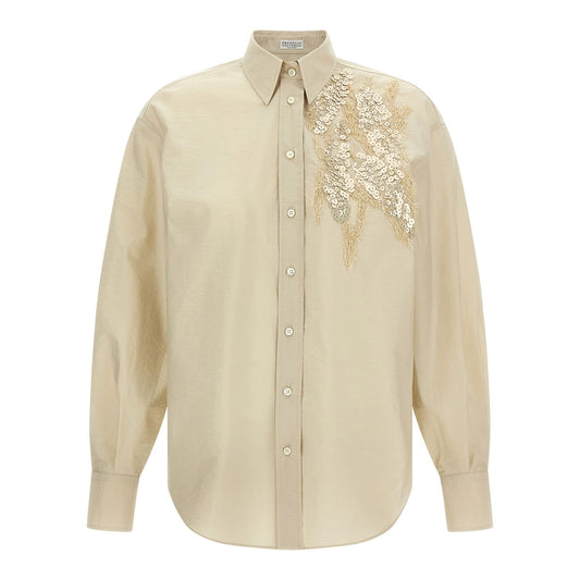 Brunello Cucinelli Beige Cotton Blouse