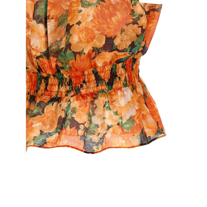 PINKO Orange Lyocell Pattern Shirt