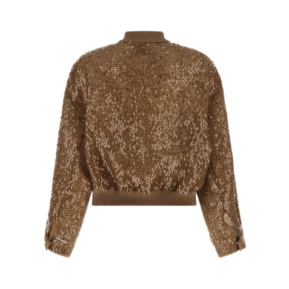 Brunello Cucinelli Brown Silk Cardigan
