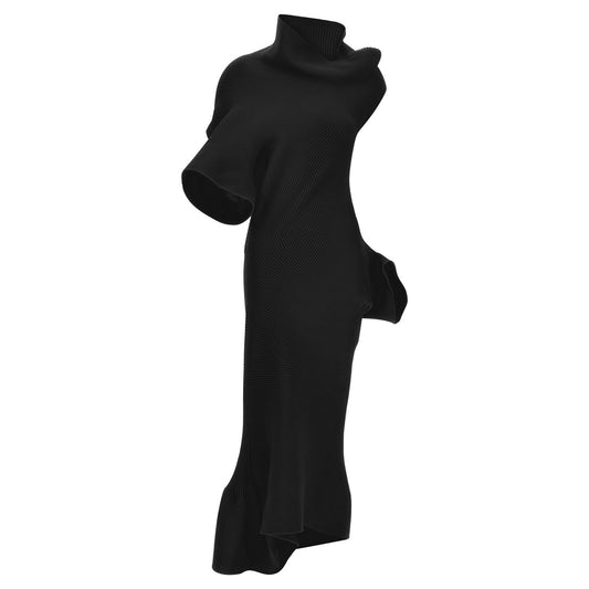 Issey Miyake Black Polyester Midi Dress