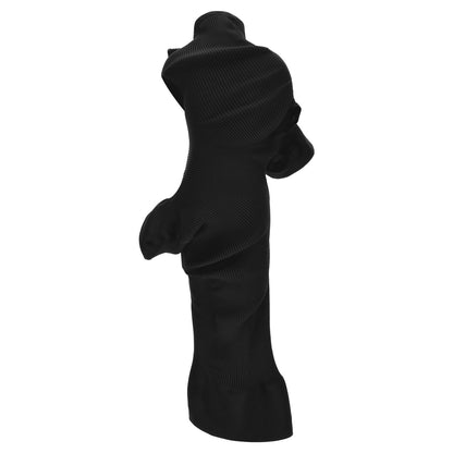 Issey Miyake Black Polyester Midi Dress
