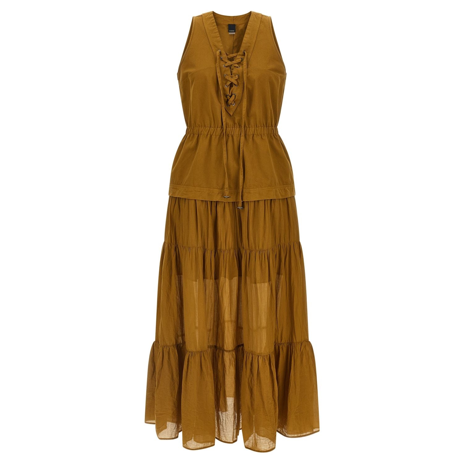 PINKO Brown Cotton Long Dress