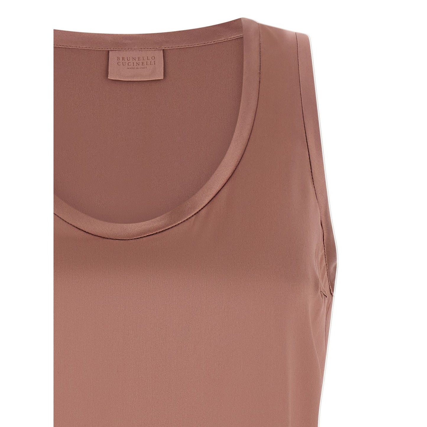 Brunello Cucinelli Multicolor Silk Sleeveles T-Shirt