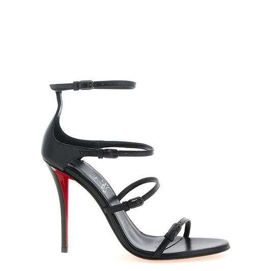 Christian Louboutin Black Goatskin Stiletto Heel Sandals