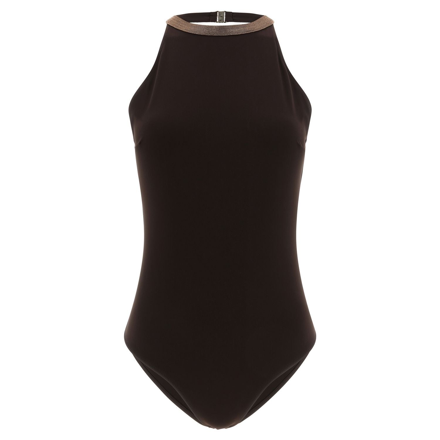 Brunello Cucinelli Brown Polyamide One-Piece Swimsuit
