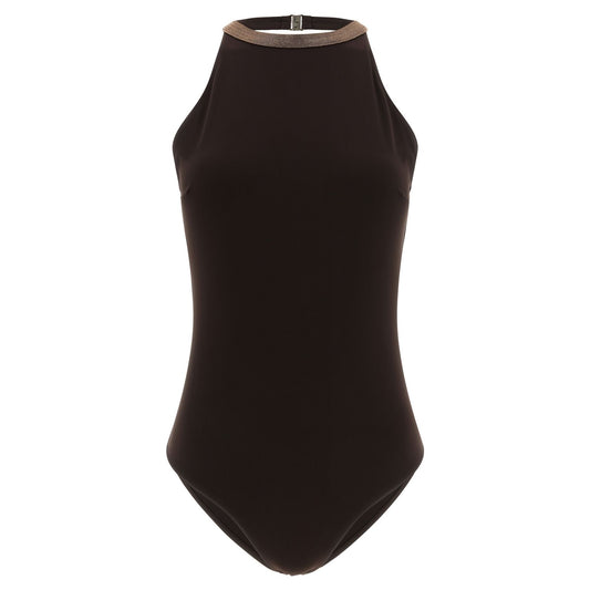 Brunello Cucinelli Brown Polyamide One-Piece Swimsuit