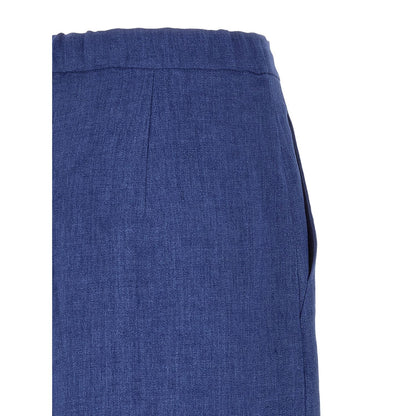 Max Mara Blue Linen Casual Pants