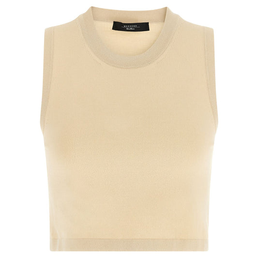 Max Mara Beige Viscose Sleeveles T-Shirt