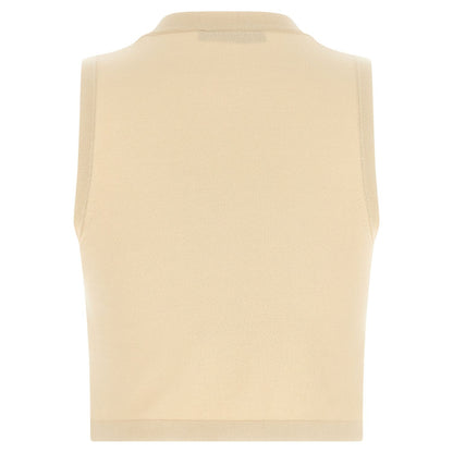 Max Mara Beige Viscose Sleeveles T-Shirt