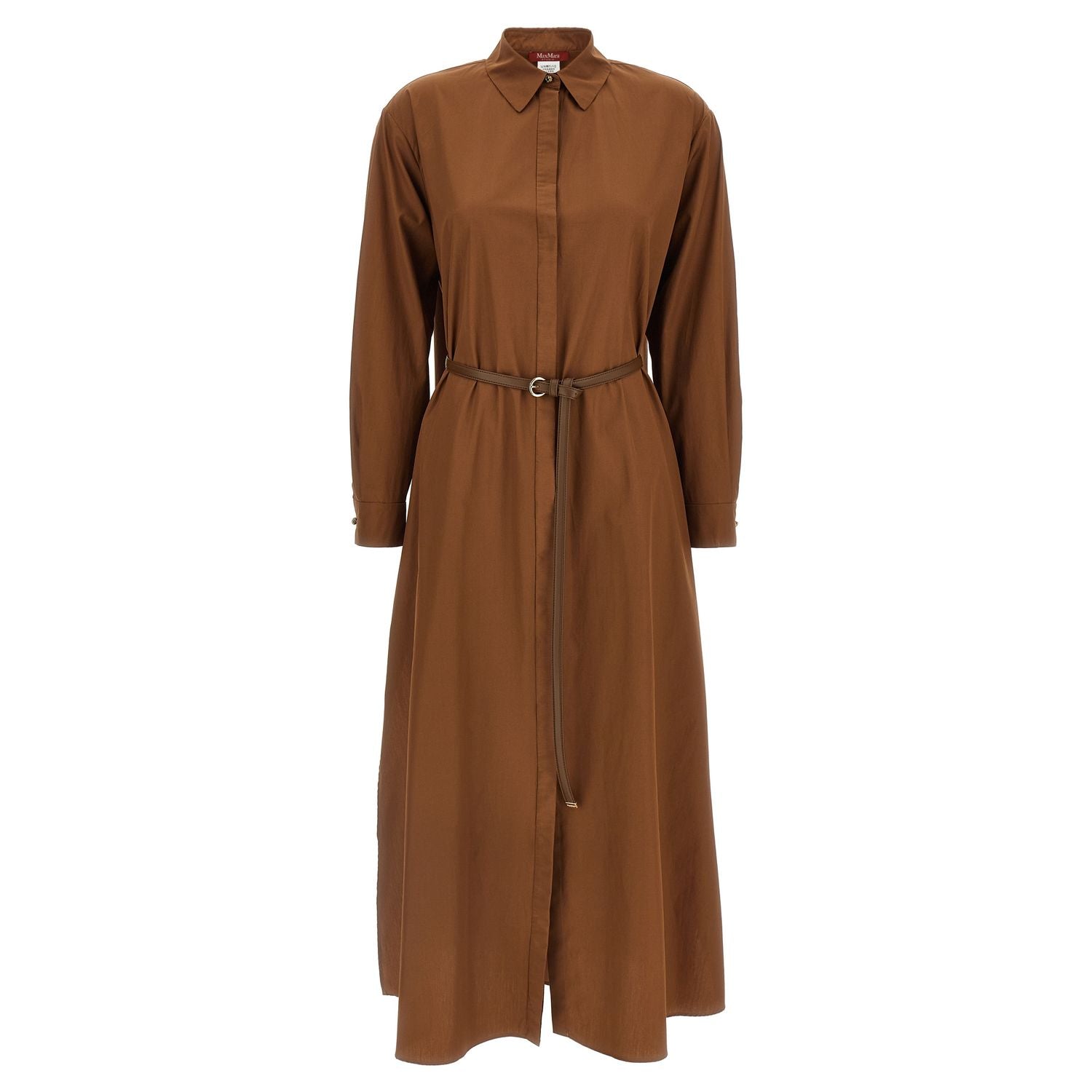 Max Mara Brown Cotton Long Dress