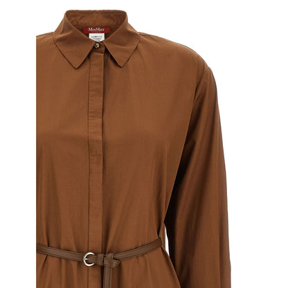 Max Mara Brown Cotton Long Dress