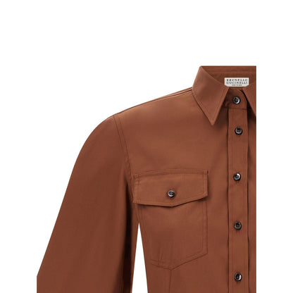 Brunello Cucinelli Brown Cotton Blouse