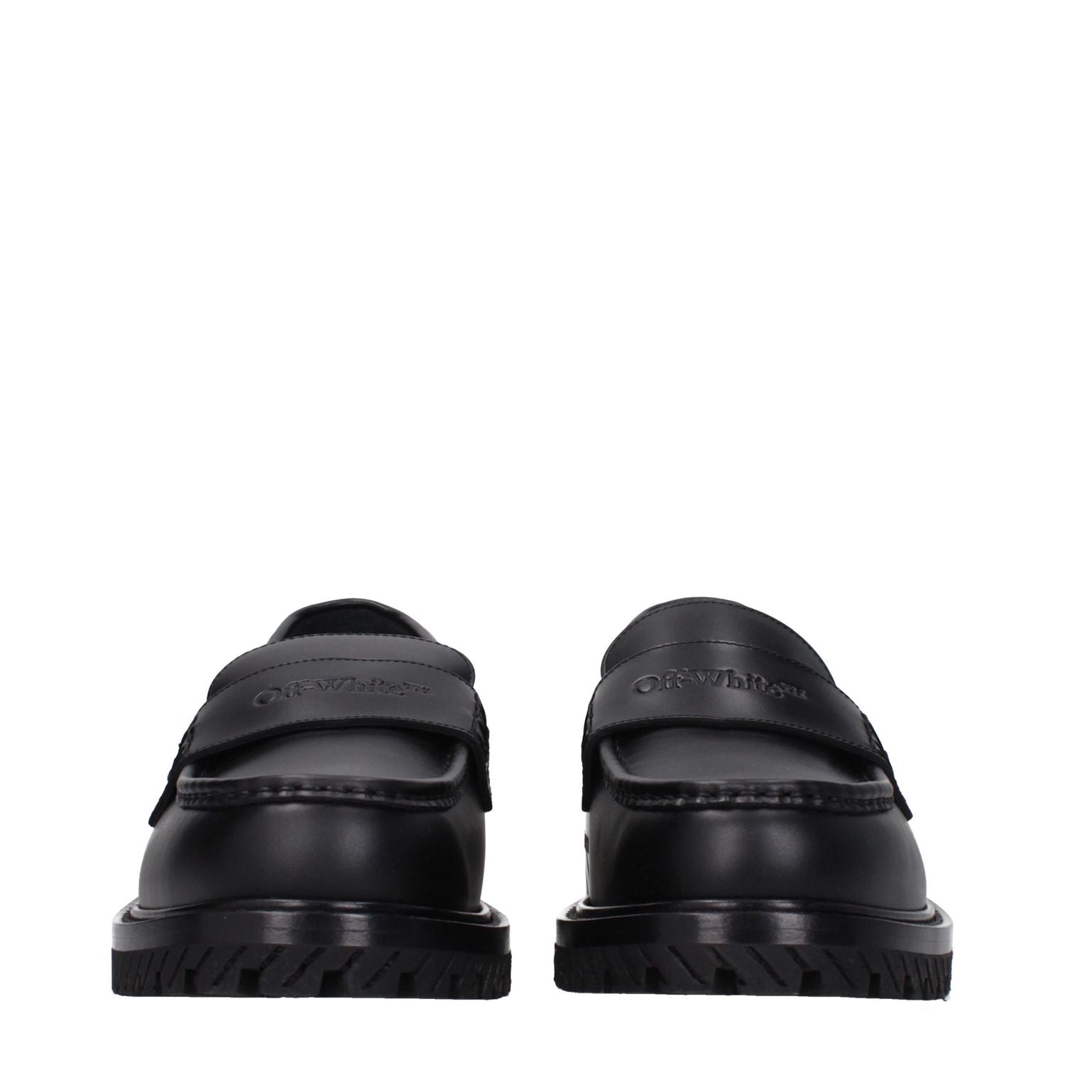 Off-White Black Leather Slip-On Loafers