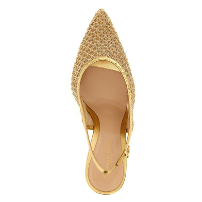 Gianvito Rossi Gold Fabric High Heel Pumps